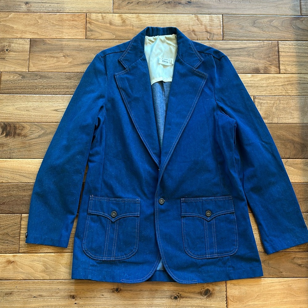 Vtg 70s JC Penney men’s denim blazer. Sz 44